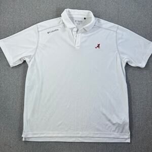 Alabama Crimson Tide Columbia Polo Shirt Men's 2XL White Short Sleeve